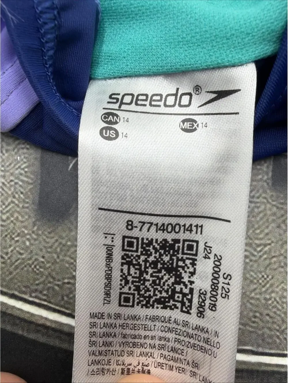 Speedo One Piece Swimsuit GIRLS US Size 14 Blue Harmony UPF50+ NWT Lining Snag